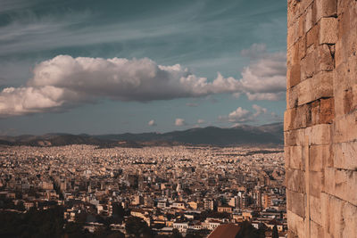 High angle view of buildings in city