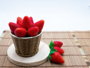 Close-up of strawberries in basket