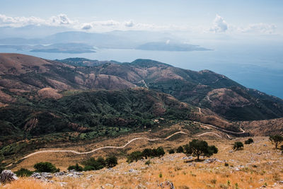 High angle view of landscape against sky