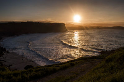 Scenic view of sea against sky during sunset