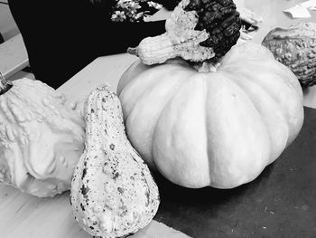 High angle view of pumpkin on table