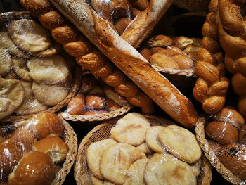 Full frame shot of breads for sale in market
