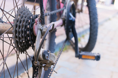 Close-up of bicycles