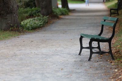 Empty bench in park