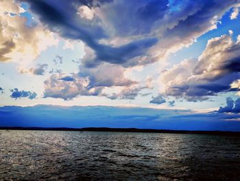 Scenic view of sea against dramatic sky