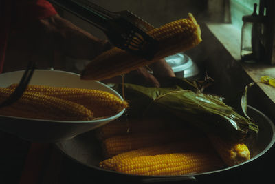 Close-up of basket in bowl on table