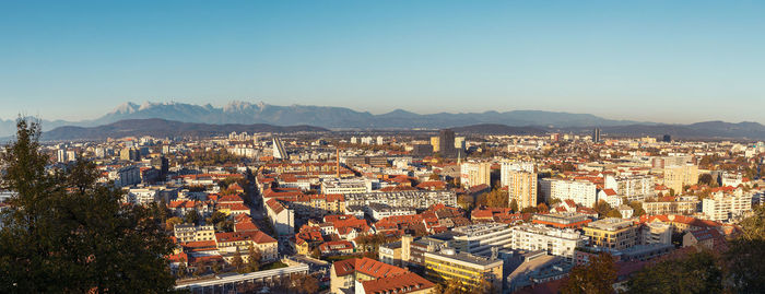 High angle view of townscape against sky