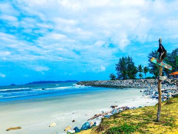 Scenic view of beach against sky