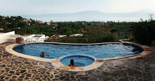 High angle view of swimming pool