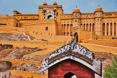 Low angle view of historical building against sky