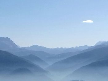 Scenic view of mountains against clear sky