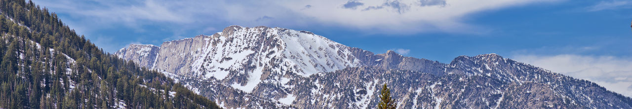 Panoramic views of wasatch front rocky mountains from little cottonwood canyon  utah.