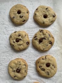 High angle view of cookies