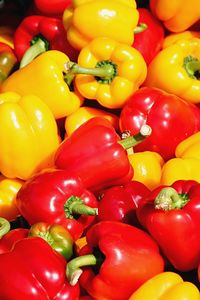 Full frame shot of bell peppers for sale in market