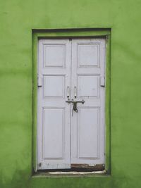 Closed door of green house