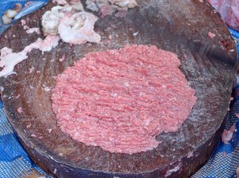 High angle view of bread on rock