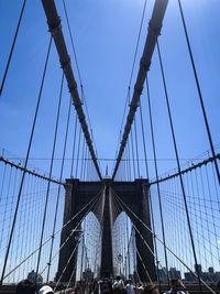 Low angle view of suspension bridge