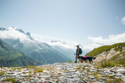 View of horse on mountain against sky