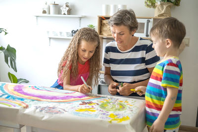 Mother and daughter at home