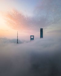 Scenic view of snow against sky during sunset