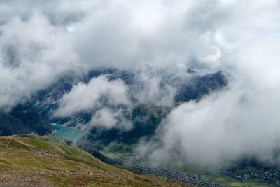 Scenic view of mountains against sky