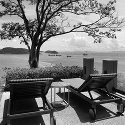 Empty bench on beach