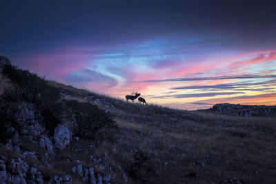 Scenic view of mountains against sky during sunset