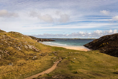 Scenic view of beach against sky