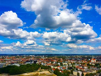 High angle view of townscape against sky