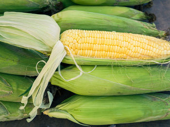 High angle view of yellow vegetables for sale