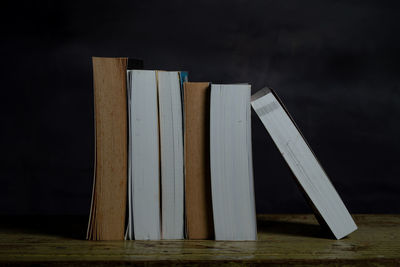 Close-up of books on table