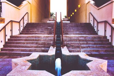 High angle view of steps leading towards building