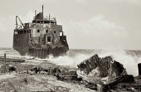 ABANDONED BUILT STRUCTURES ON BEACH