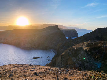 Scenic view of sea against sky during sunset