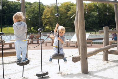 Cute kids playing at playground