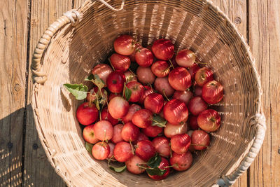 Crabapples harvest in a wicker basket