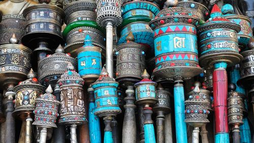 Full frame shot of prayer wheels