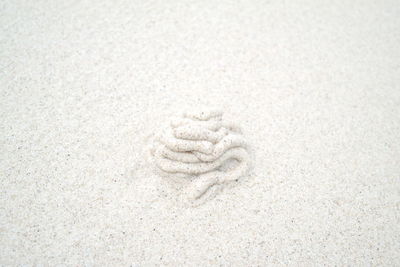 High angle view of footprints on sand