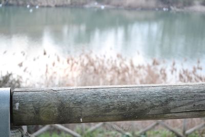 Close-up of railing against sea