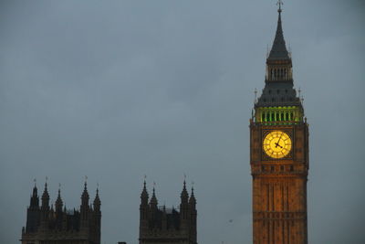 View of clock tower at night