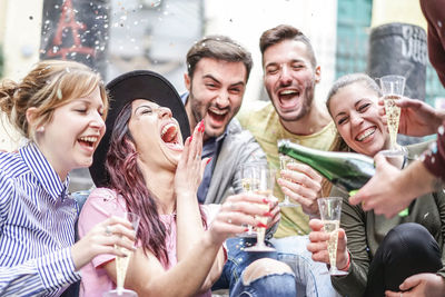 Group of people drinking water