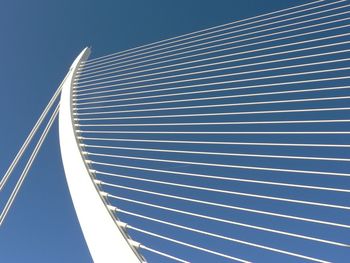 Low angle view of bridge against clear blue sky