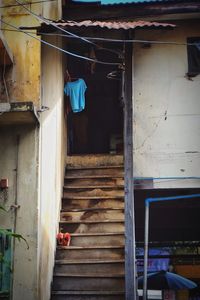 Clothes drying against built structure