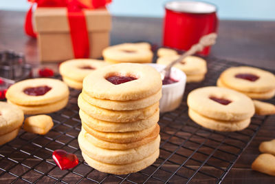 Close-up of cookies on table