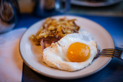 Close-up of breakfast served on table