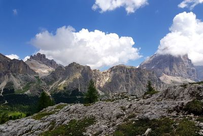 Panoramic view of landscape and mountains against sky