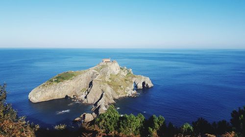 Scenic view of sea against clear sky