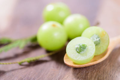 Close-up of fruits on table