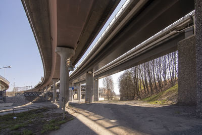 View of bridge over road in city