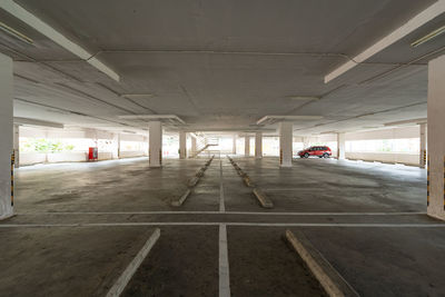 Interior of empty parking lot